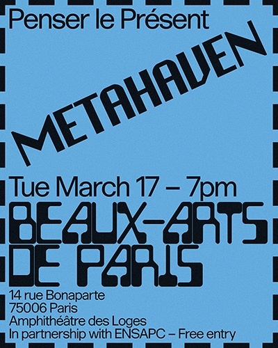 Affiche créée par Metahaven pour l'événement