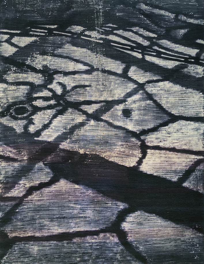 "22", stylo à bille sur bois, 157 x 122 cm, 2021.